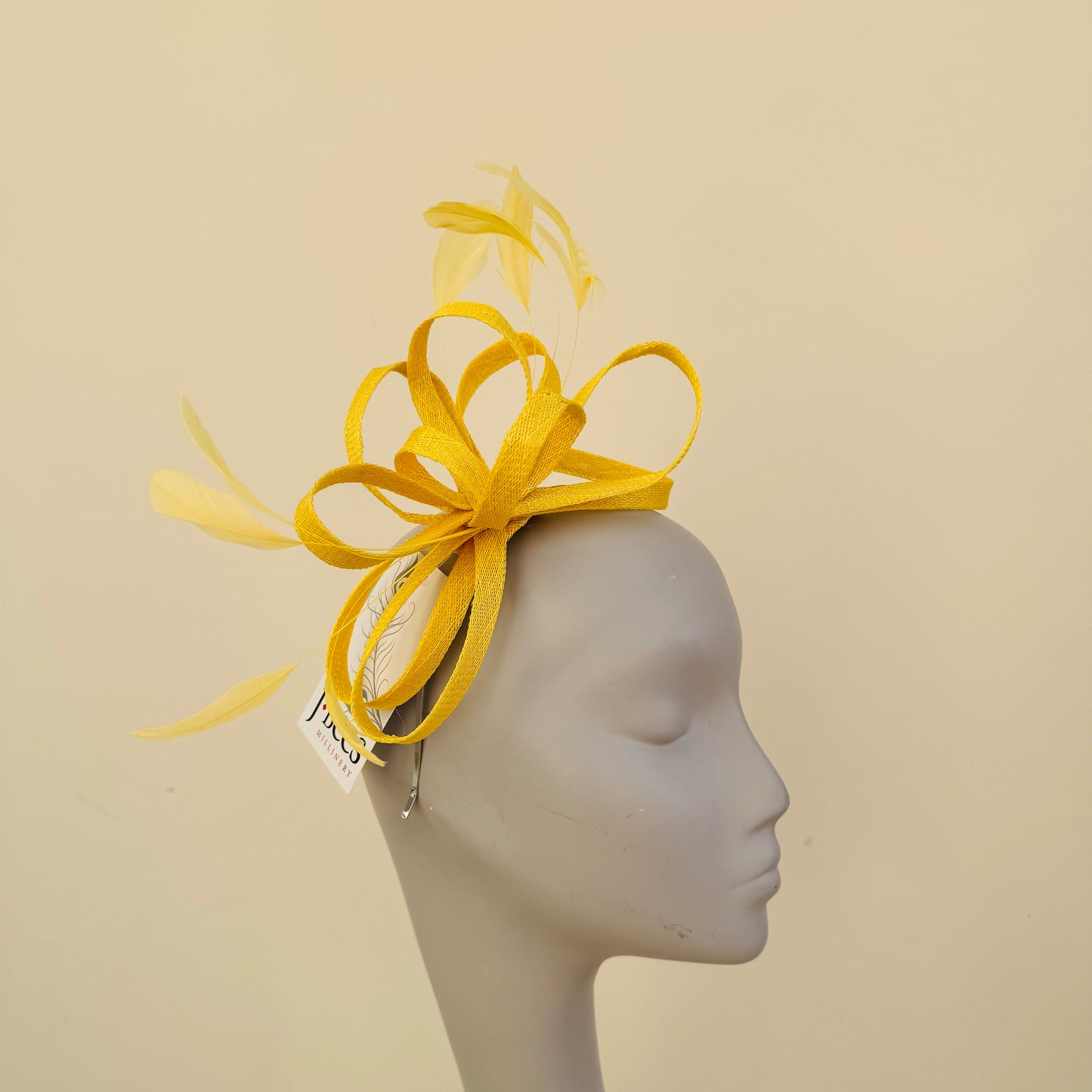 J Bees JB22/238 Yellow Fascinator On Headband
