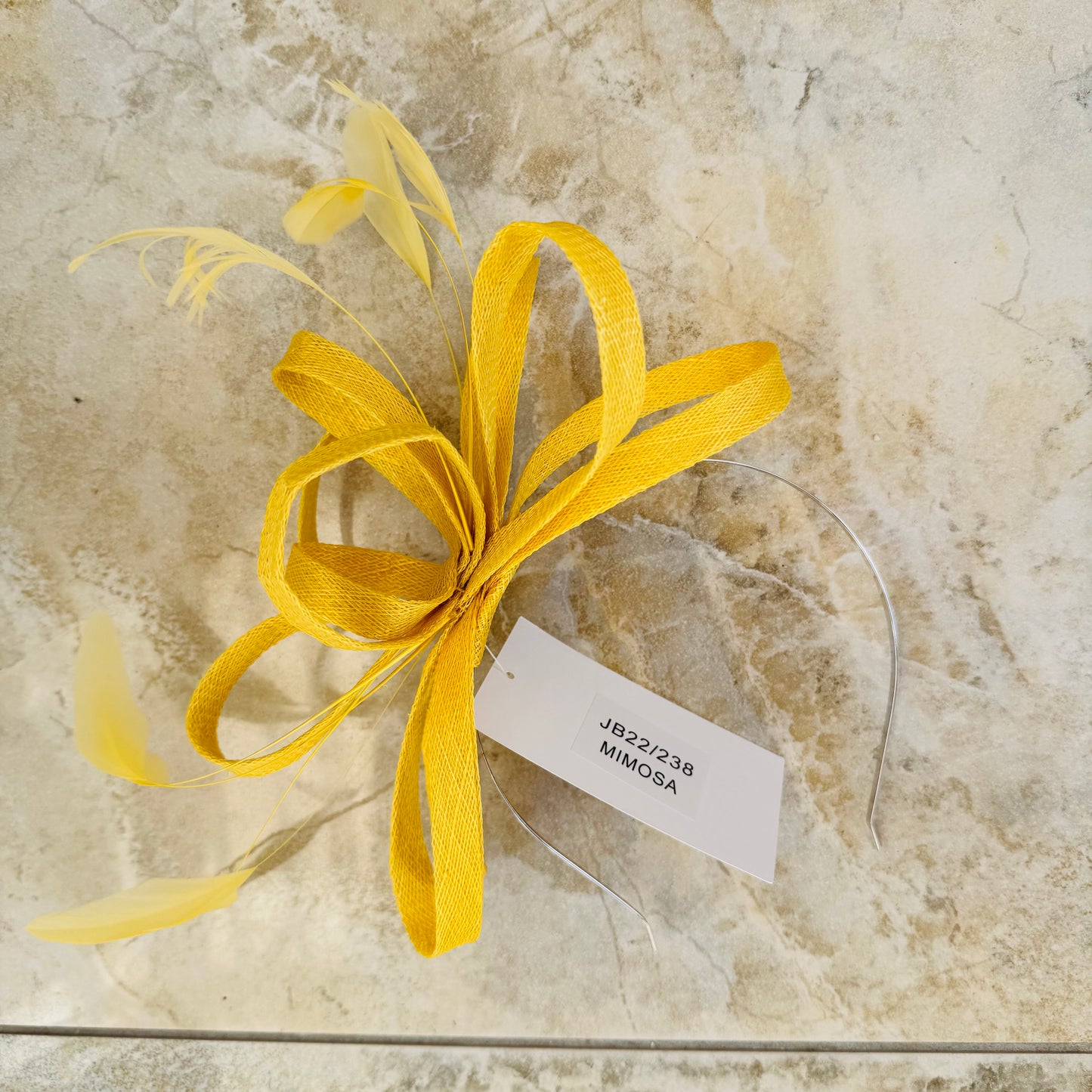 J Bees JB22/238 Yellow Fascinator On Headband