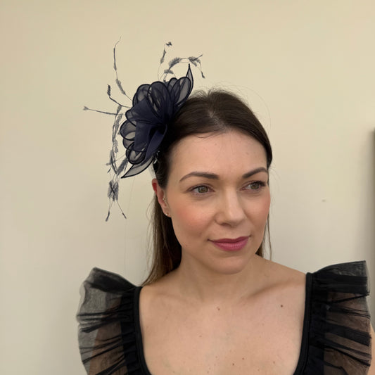 J Bees 9826 Navy Blue Clip Fascinator