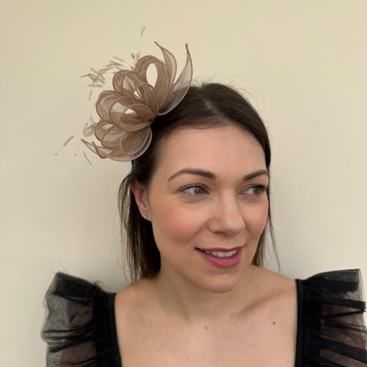 J Bees 9826 Brandy Beige Clip Fascinator