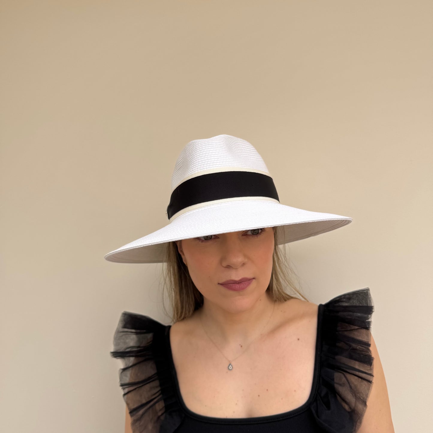 Failsworth Positano White/Black adjustable Fedora Sun Hat