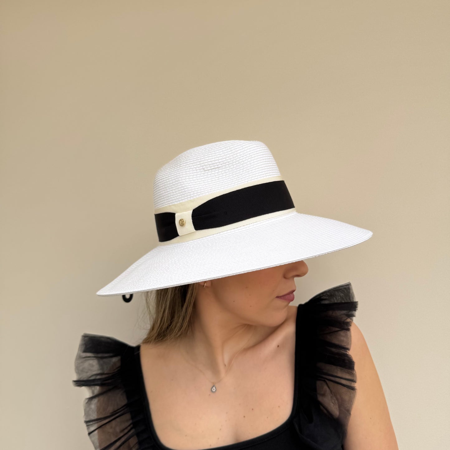 Failsworth Positano White/Black adjustable Fedora Sun Hat