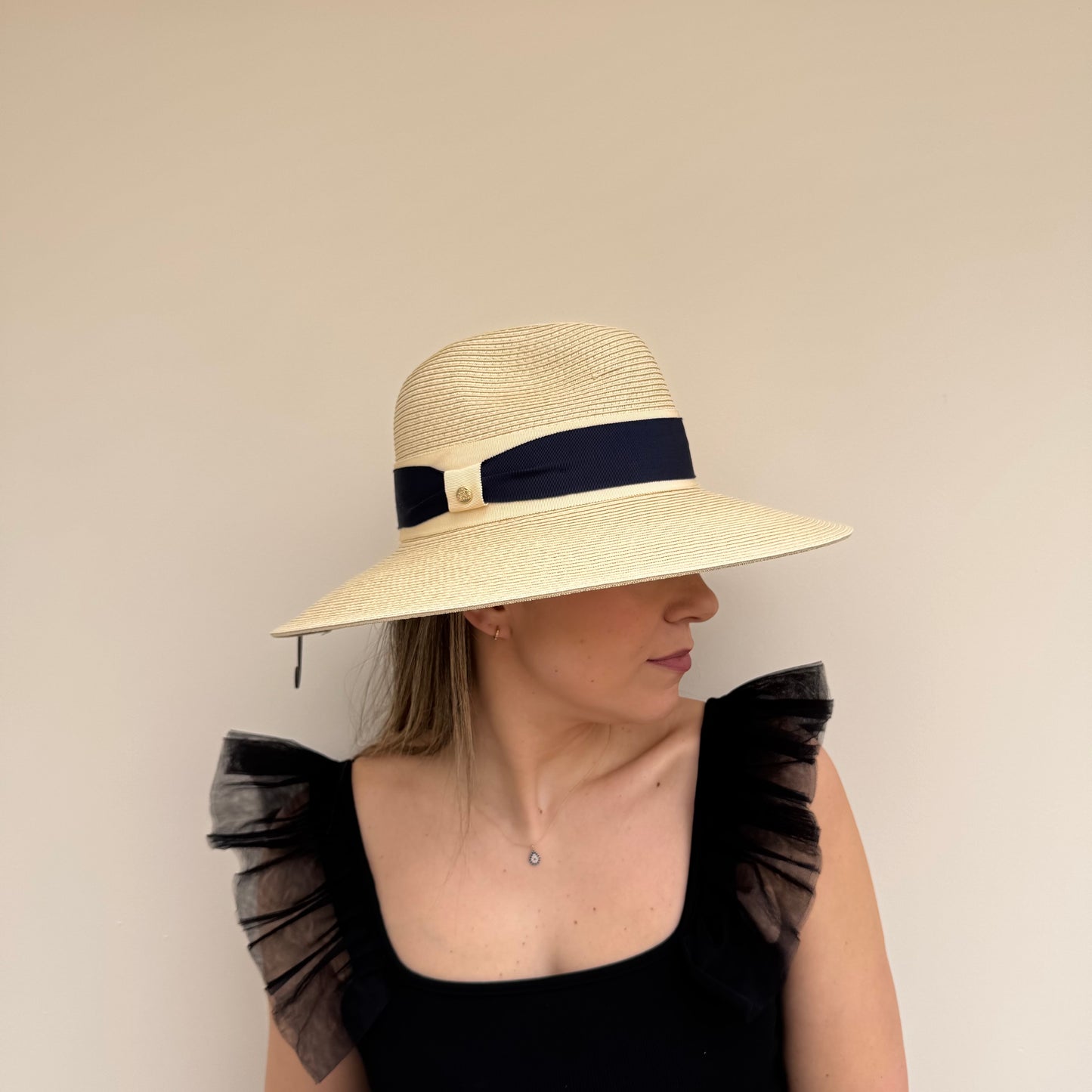 Failsworth SS26 Positano Straw & Navy adjustable fedora hat