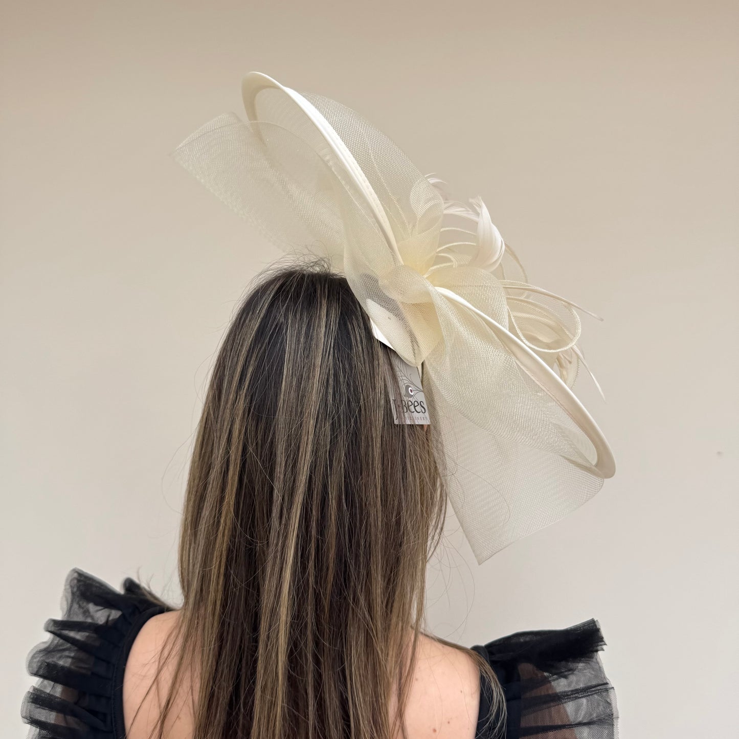 J Bees JB20/594 Pebble Beige Net Fascinator