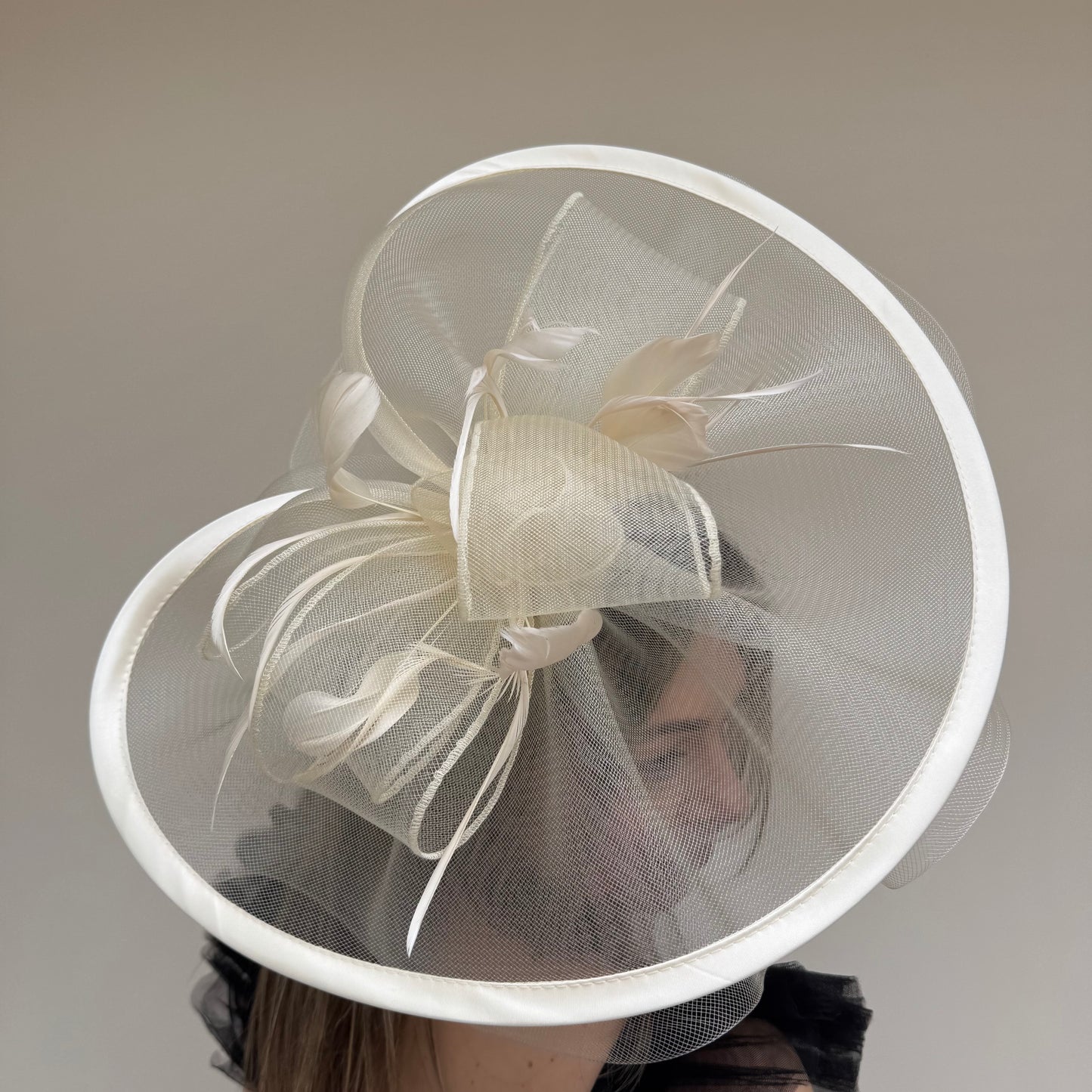 J Bees JB20/594 Pebble Beige Net Fascinator