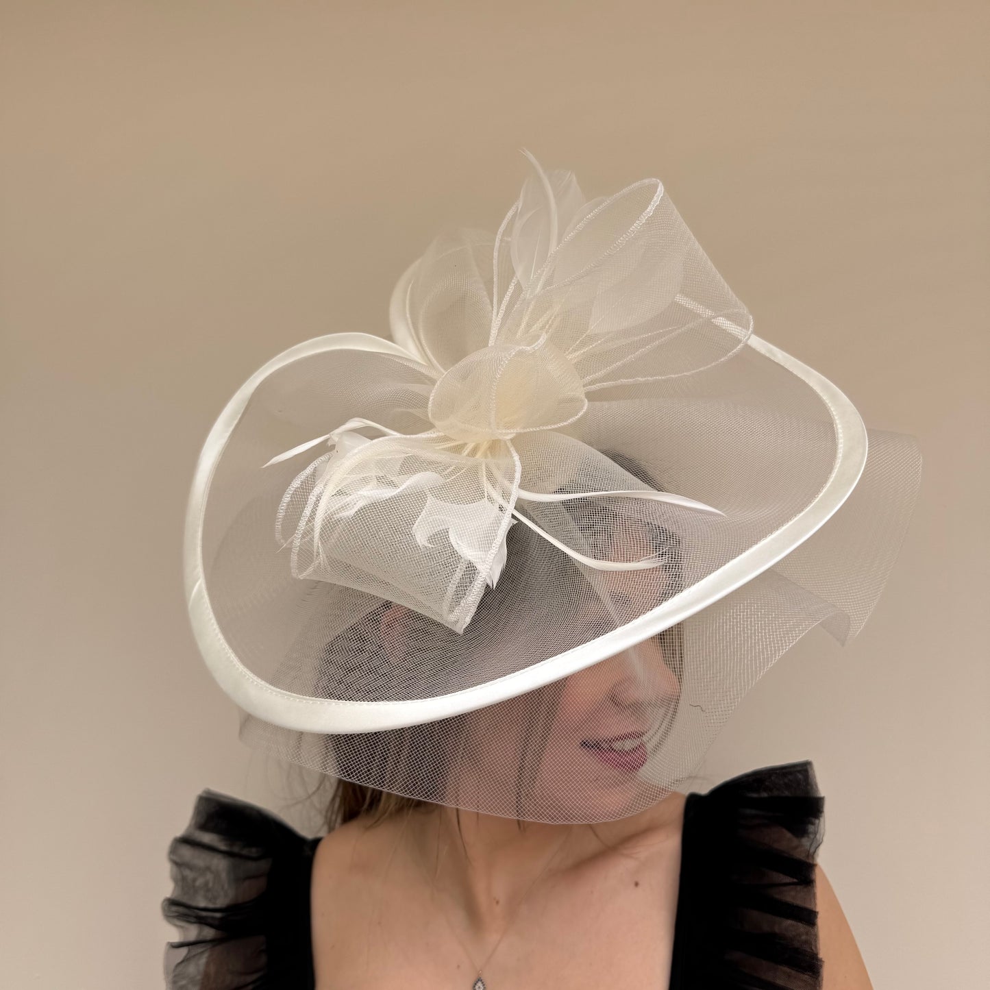 J Bees JB20/594 Ivory Cream Net Fascinator