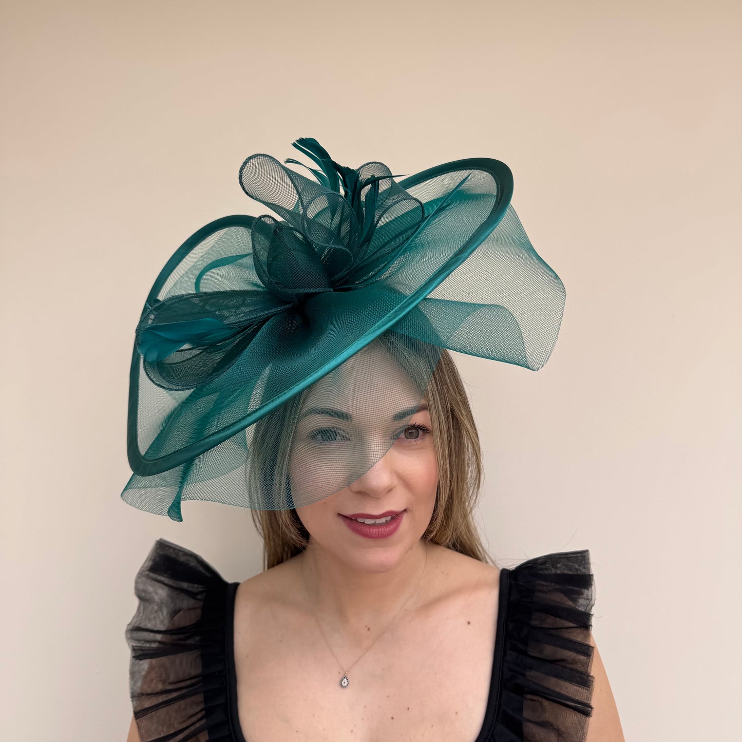 J Bees JB20/594 Forest Teal/Green Net Fascinator