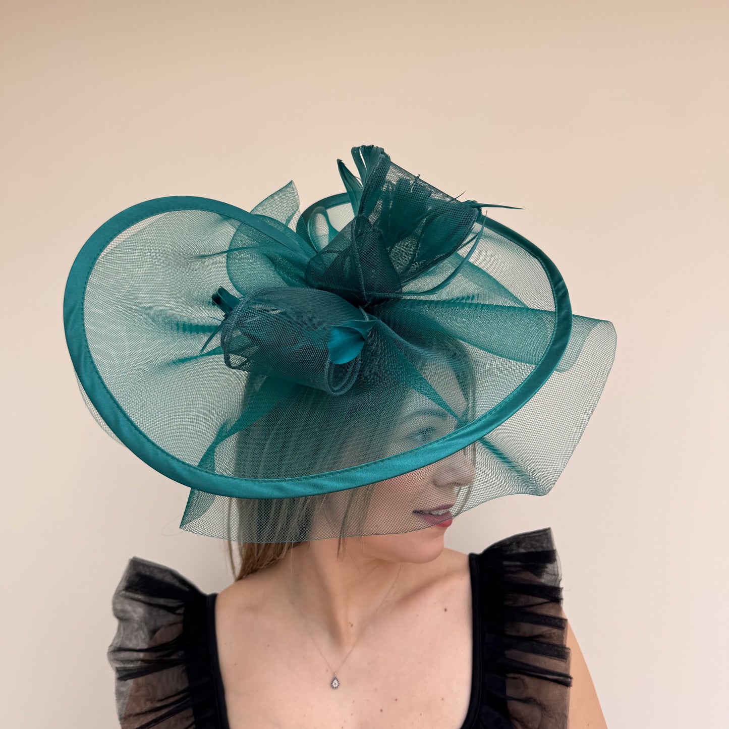 J Bees JB20/594 Forest Teal/Green Net Fascinator