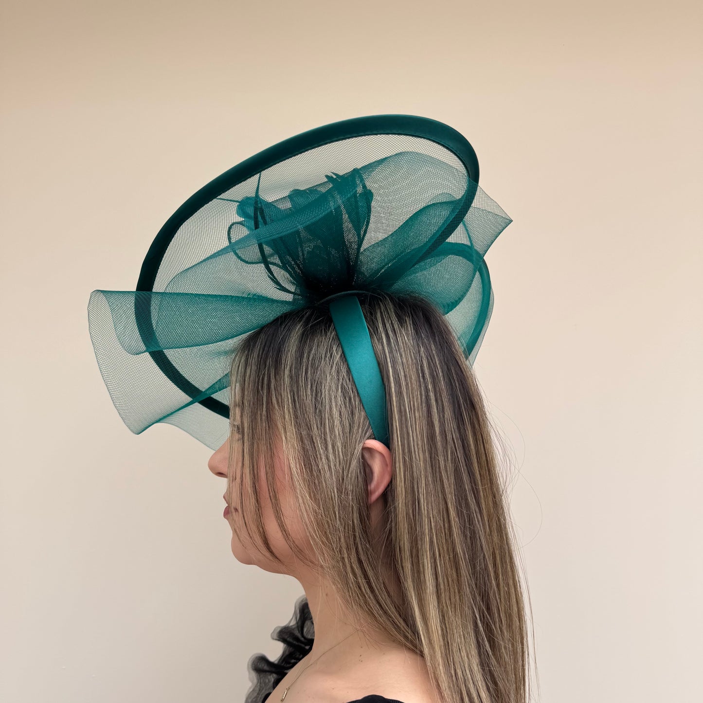 J Bees JB20/594 Forest Teal/Green Net Fascinator