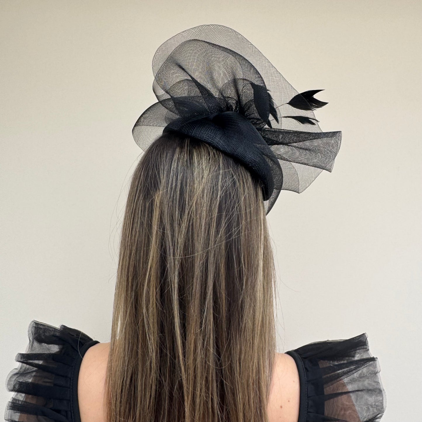 J Bees JB26/110 Black Pillbox Fascinator with Net