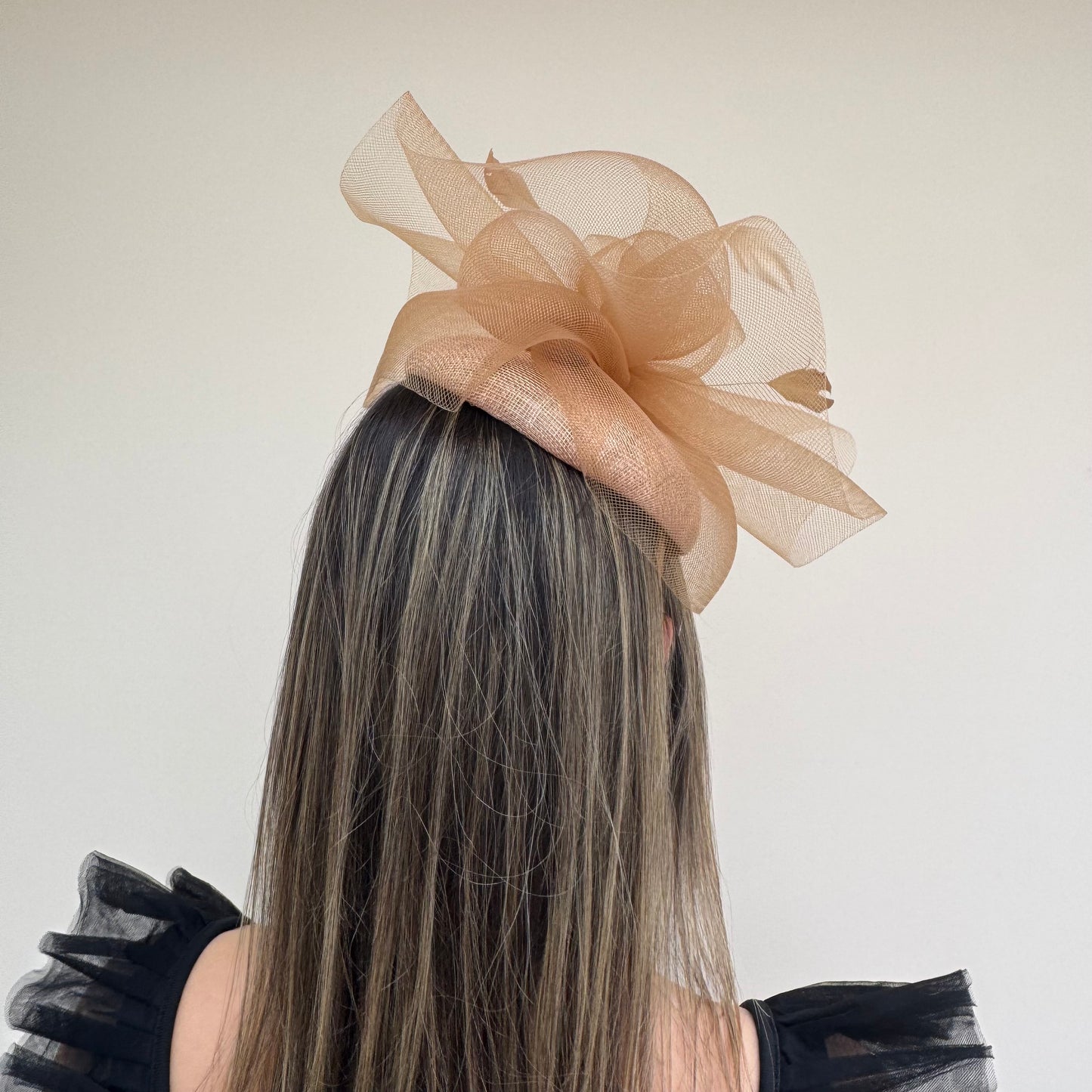 J Bees JB26/110 Brandy Tan Pillbox Fascinator with Net