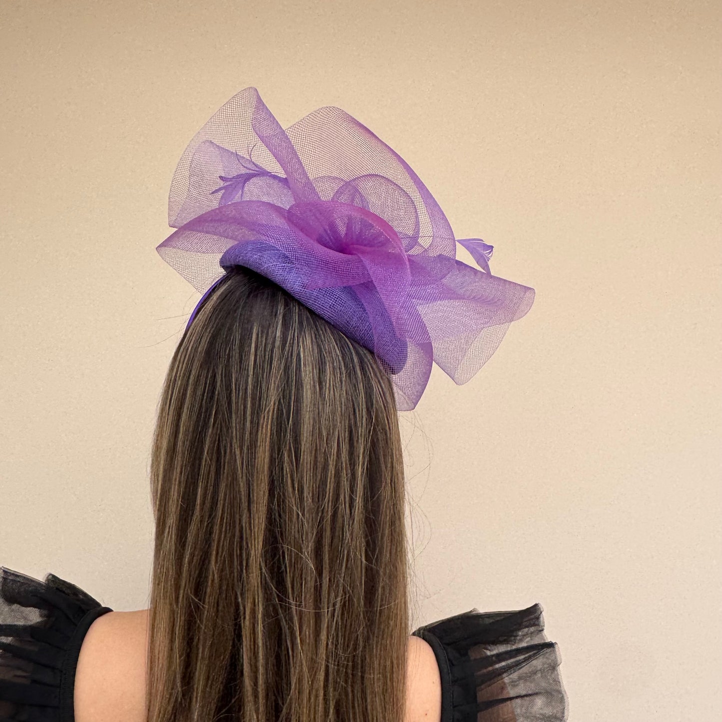 J Bees JB26/110 Midnight Purple Pillbox Fascinator with Net
