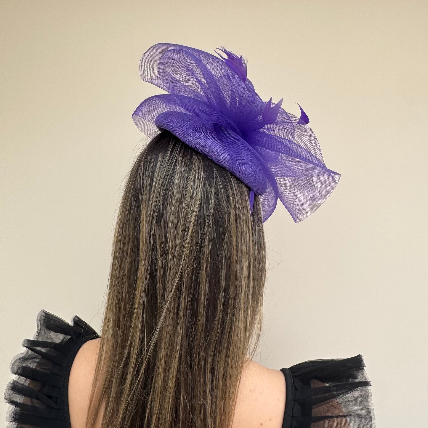 J Bees JB26/110 Purple Pillbox Fascinator with Net