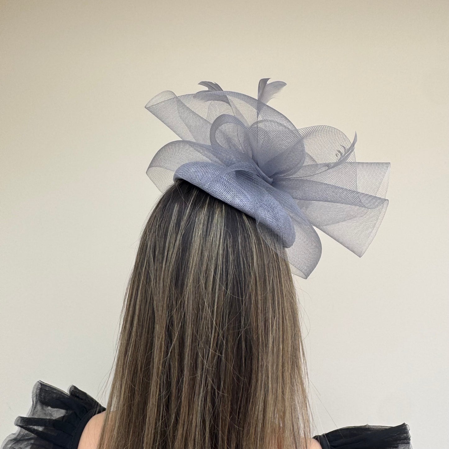 J Bees JB26/110 Steel Grey Pillbox Fascinator with Net