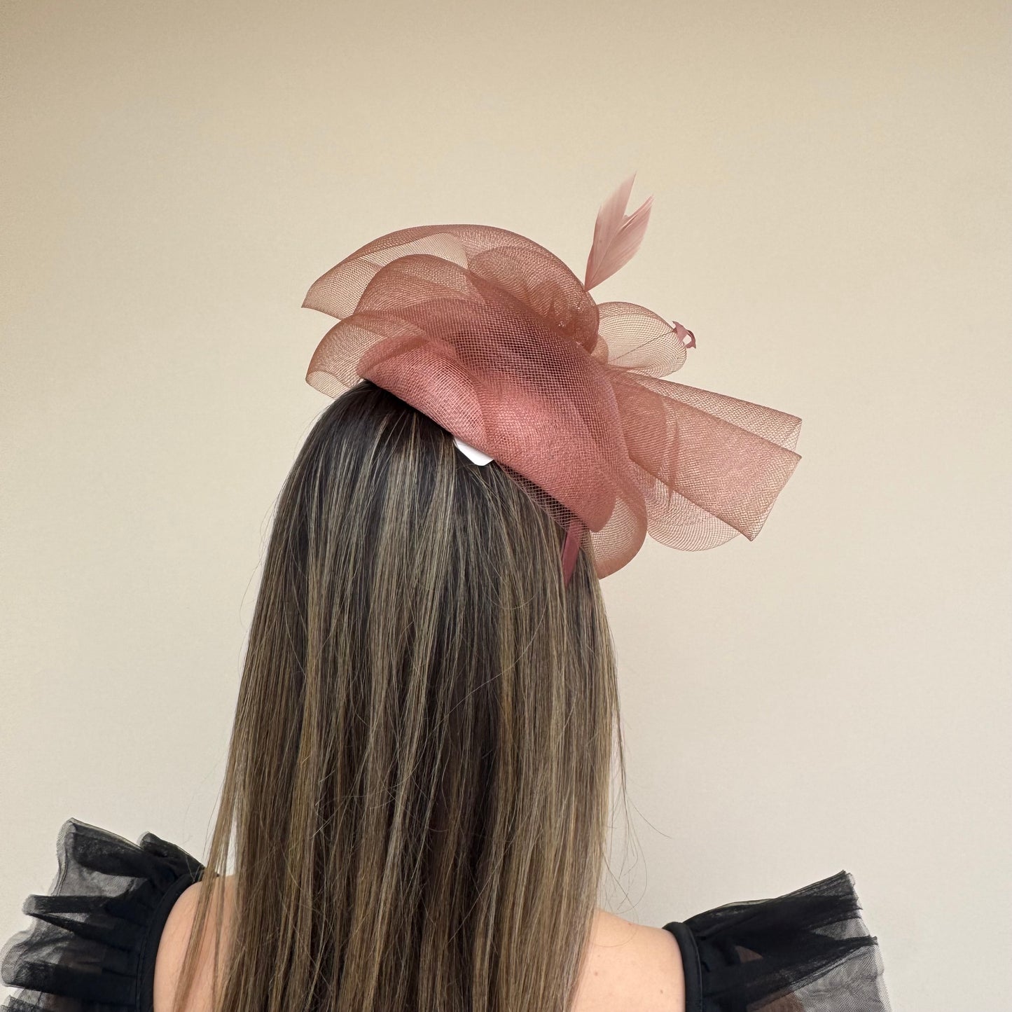J Bees JB26/110 Mocha Brown Pillbox Fascinator with Net