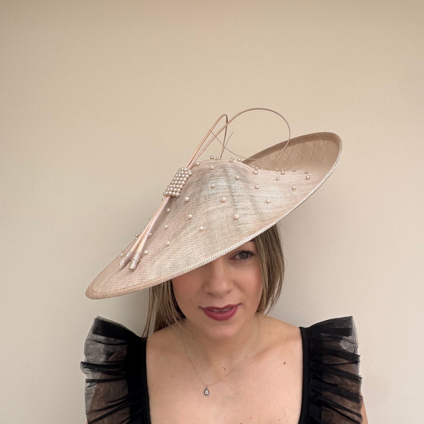 J Bees JB26/133 Pebble Beige Hatinator with Pearls