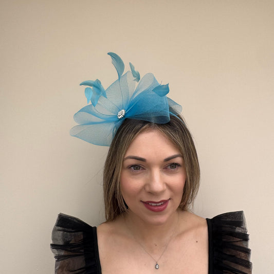 J Bees JB25/69A Sky Blue Fascinator with sparkle