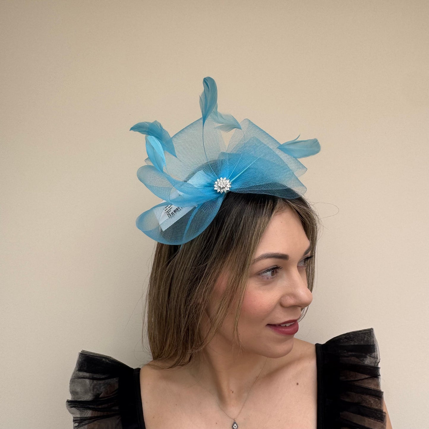 J Bees JB25/69A Sky Blue Fascinator with sparkle
