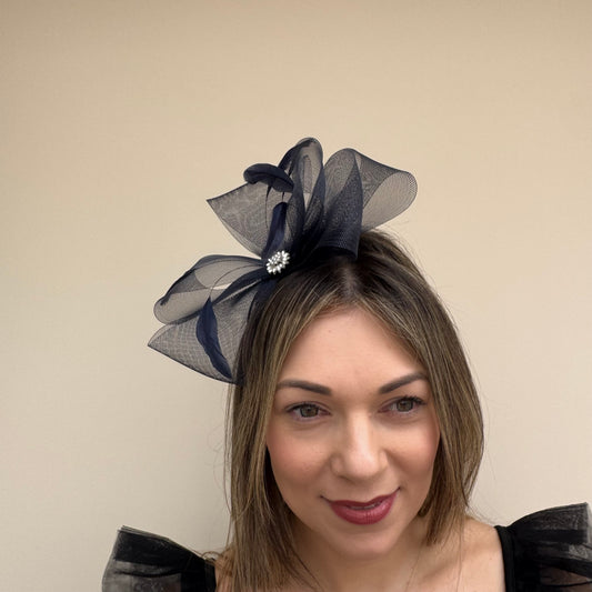 J Bees JB25/69A Navy Blue Fascinator with sparkle