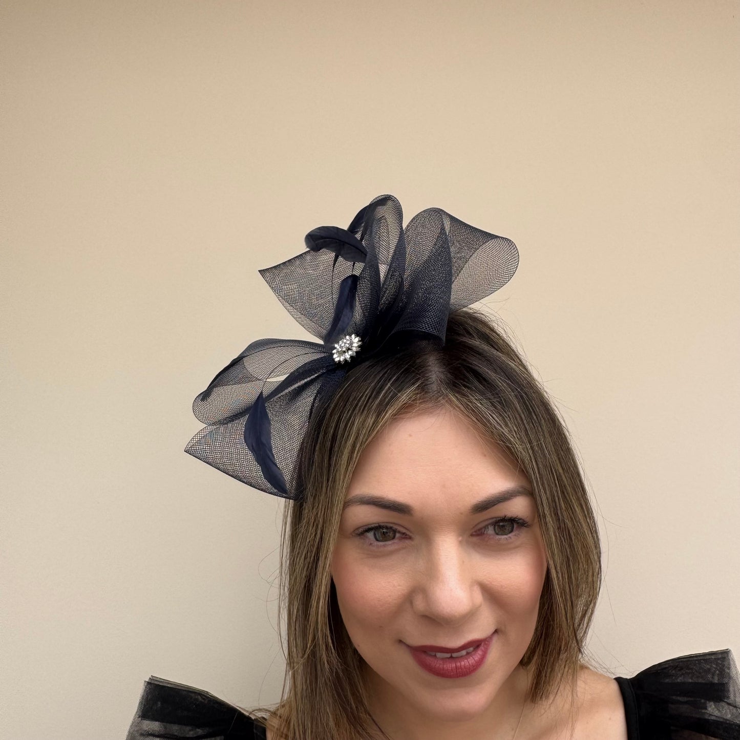 J Bees JB25/69A Navy Blue Fascinator with sparkle