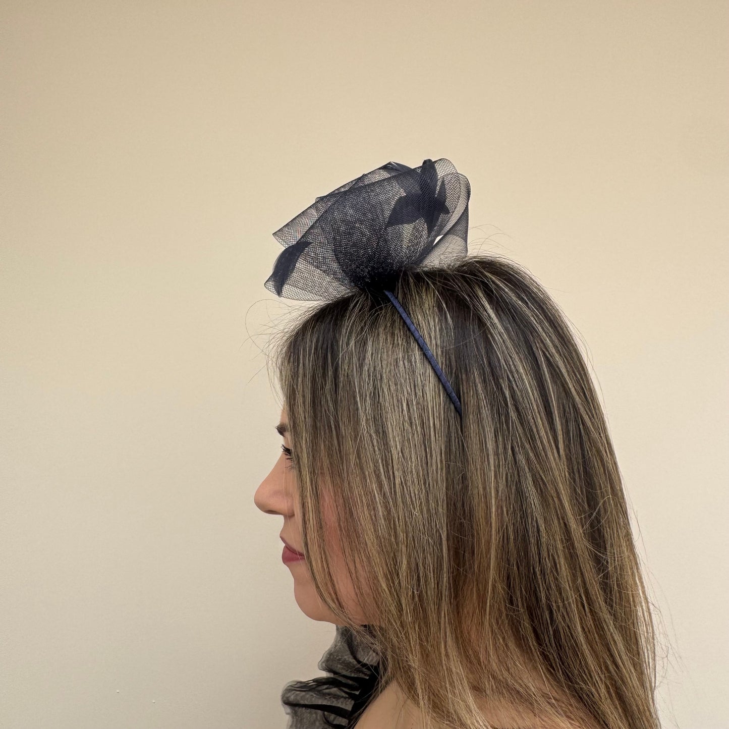 J Bees JB25/69A Navy Blue Fascinator with sparkle