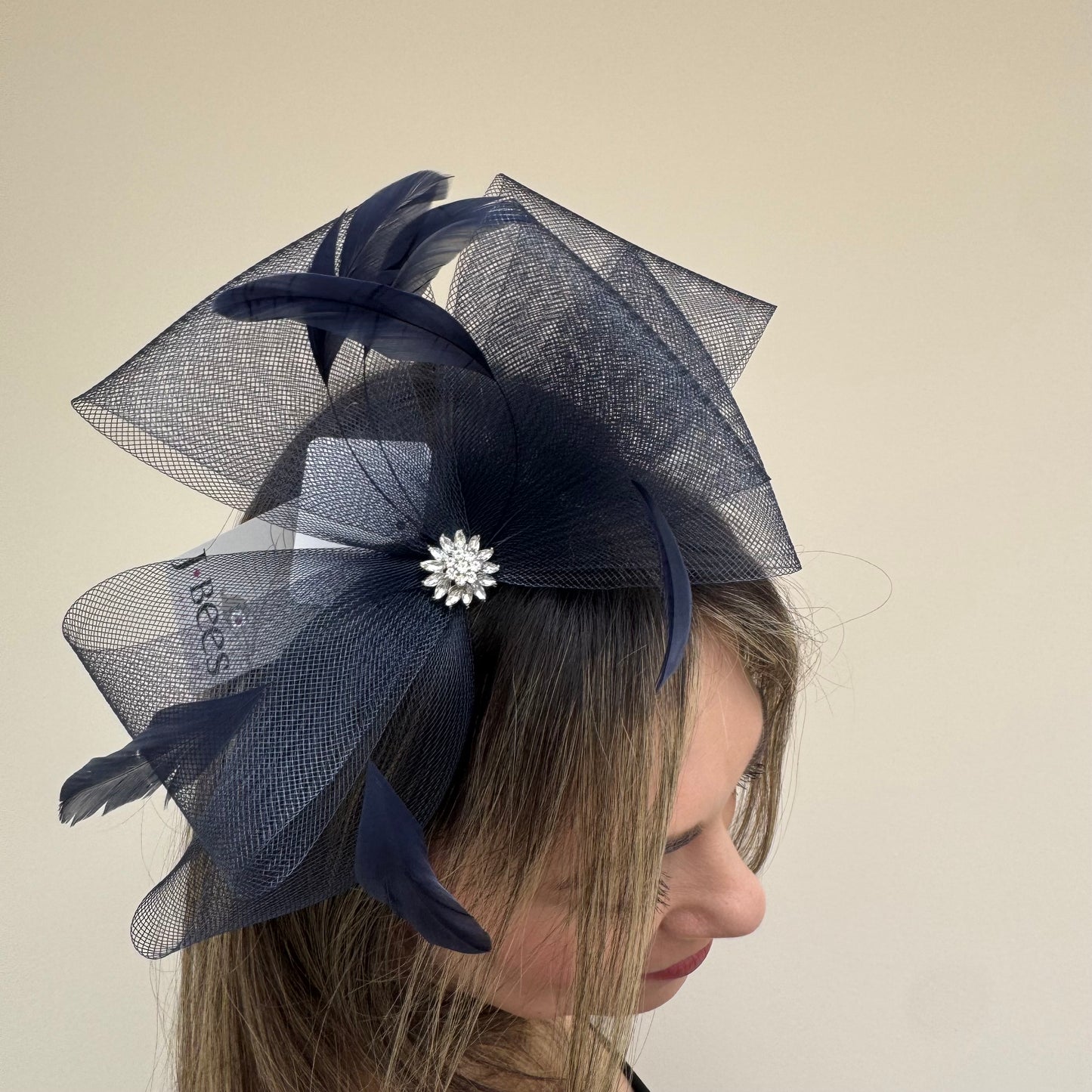 J Bees JB25/69A Navy Blue Fascinator with sparkle