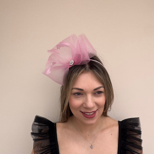 J Bees JB25/69A Tulip Pink Fascinator with sparkle