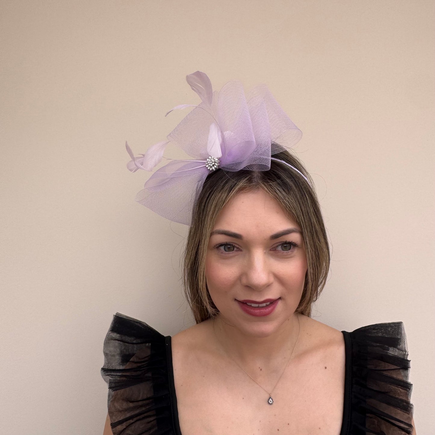 J Bees JB25/69A Lilac Purple Fascinator with sparkle