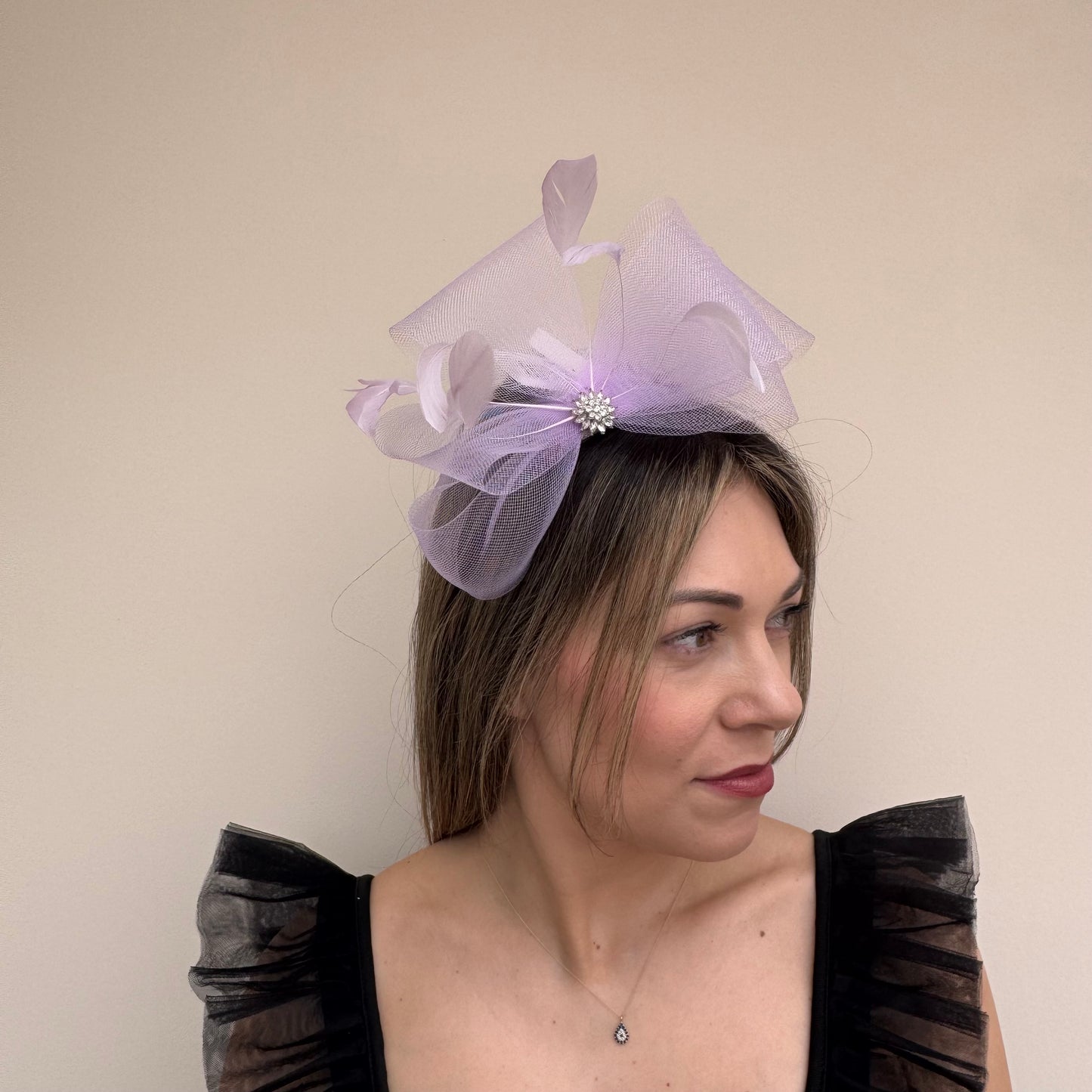 J Bees JB25/69A Lilac Purple Fascinator with sparkle