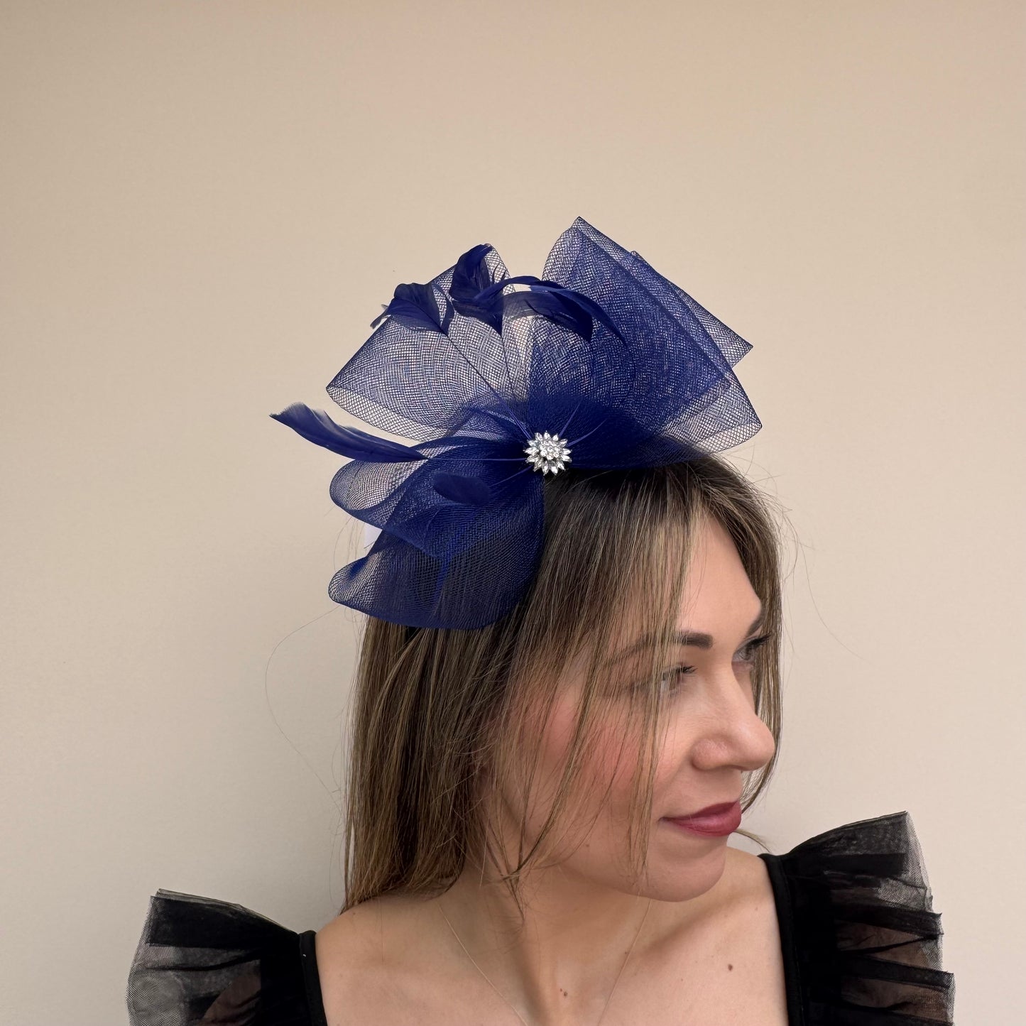 J Bees JB25/69A Cobalt Blue Fascinator with sparkle