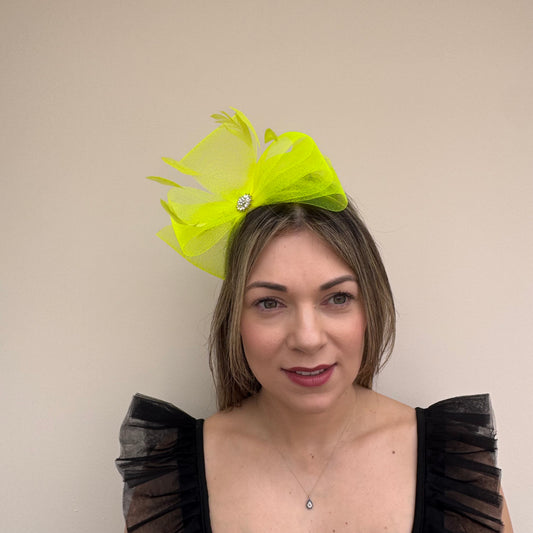 J Bees JB25/69A Zest Yellow Fascinator with sparkle