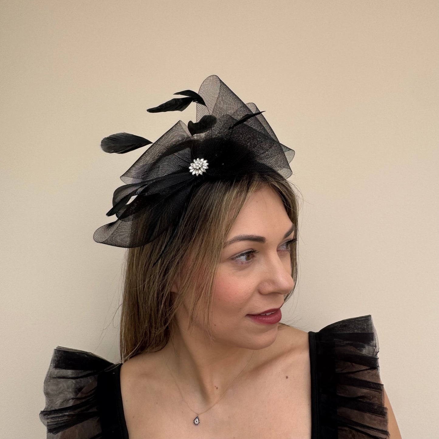 J Bees JB25/69A Black Fascinator with sparkle
