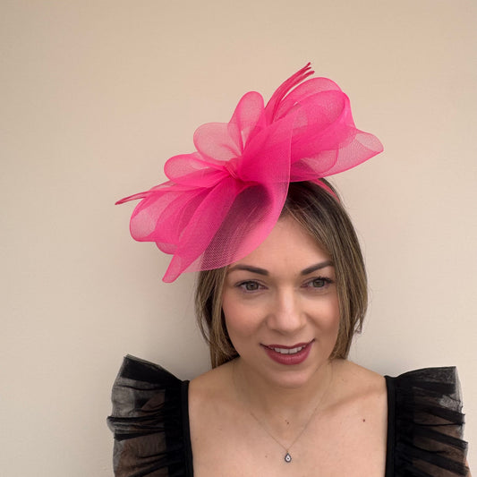 J Bees JB22/72 Hot Pink Net Fascinator