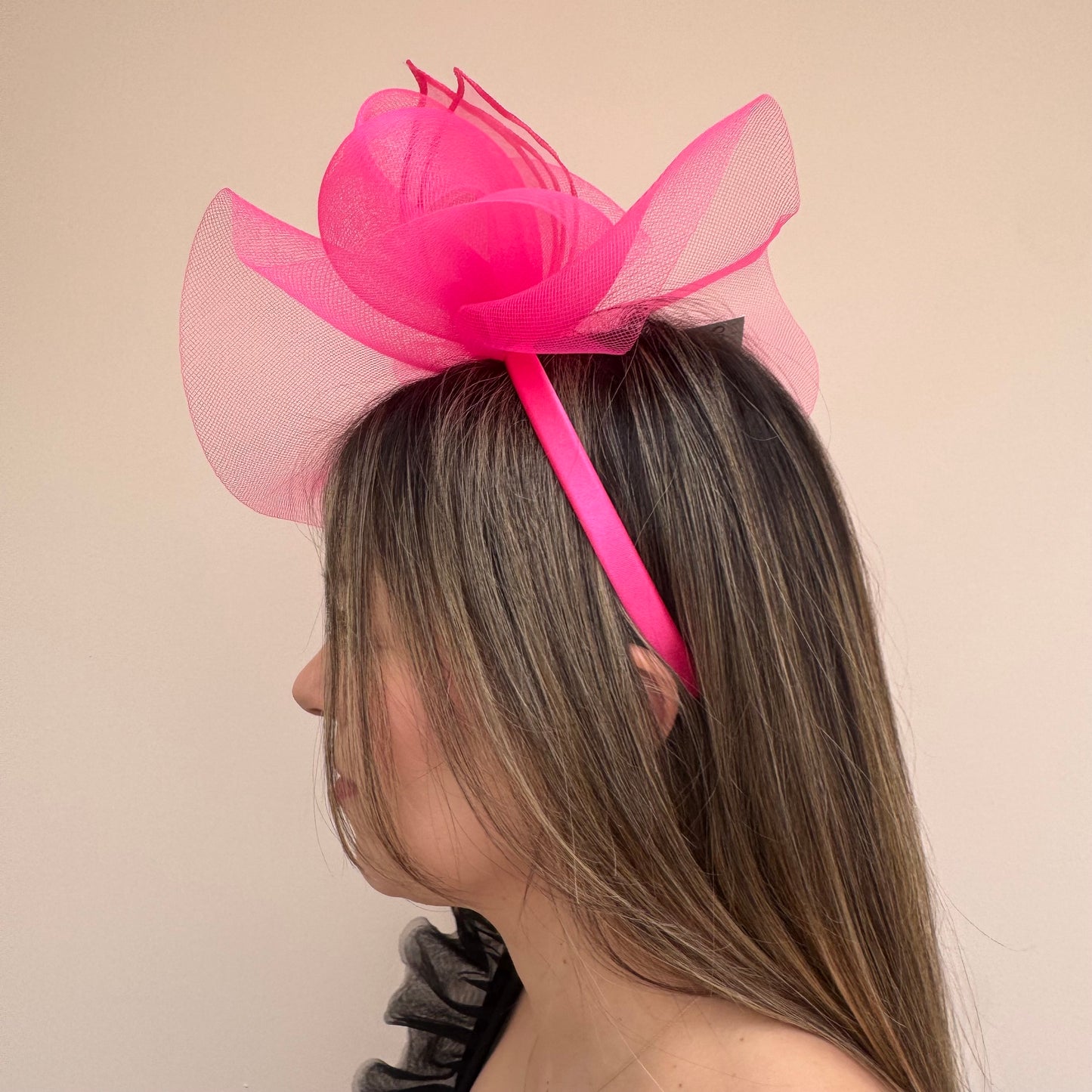 J Bees JB22/72 Hot Pink Net Fascinator