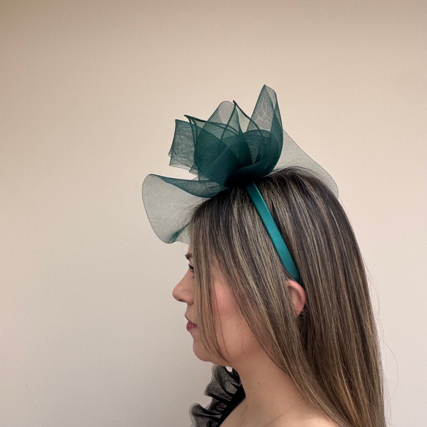 J Bees JB22/72 Forest Green Net Fascinator