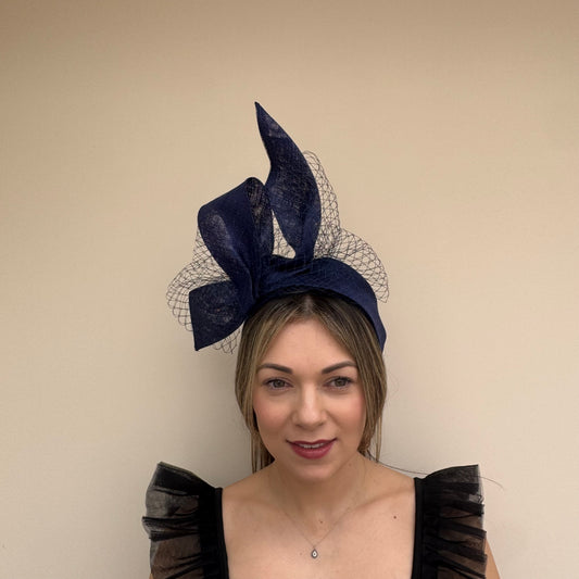 J Bees JB26/144 French Navy blue Headband with Net Fascinator