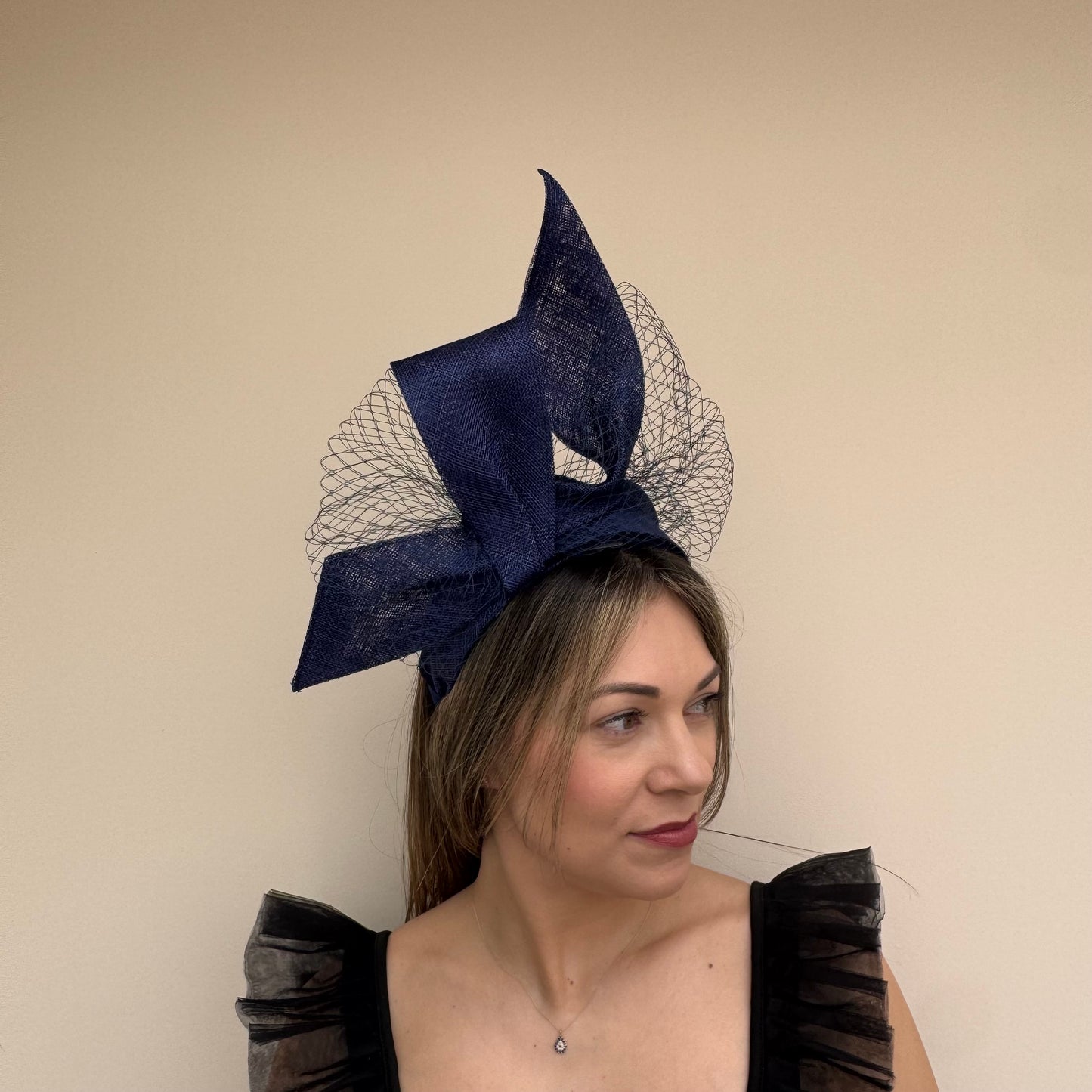 J Bees JB26/144 French Navy blue Headband with Net Fascinator