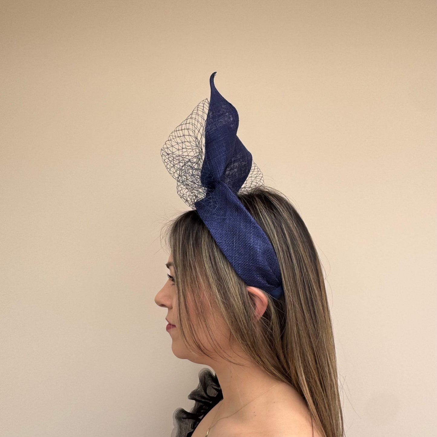 J Bees JB26/144 French Navy blue Headband with Net Fascinator