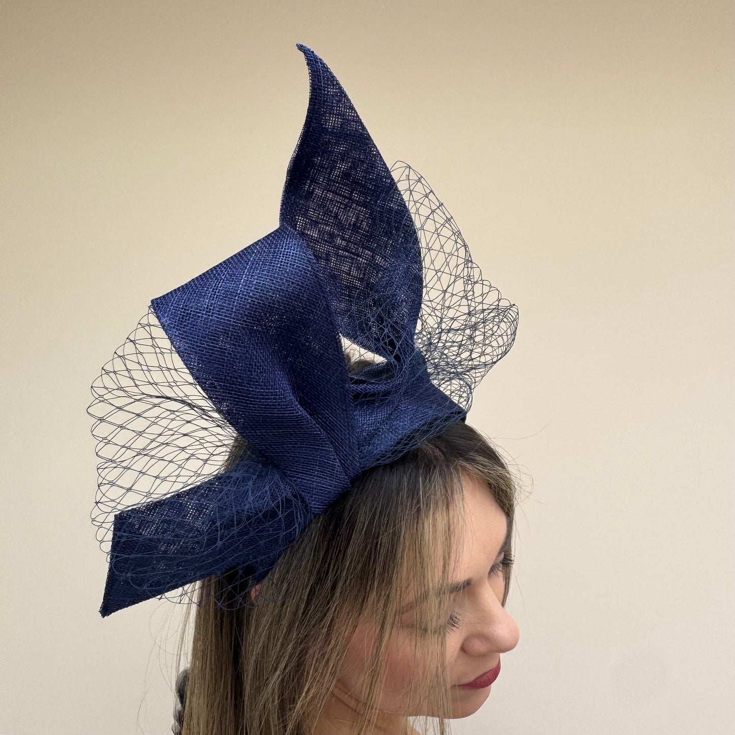 J Bees JB26/144 French Navy blue Headband with Net Fascinator
