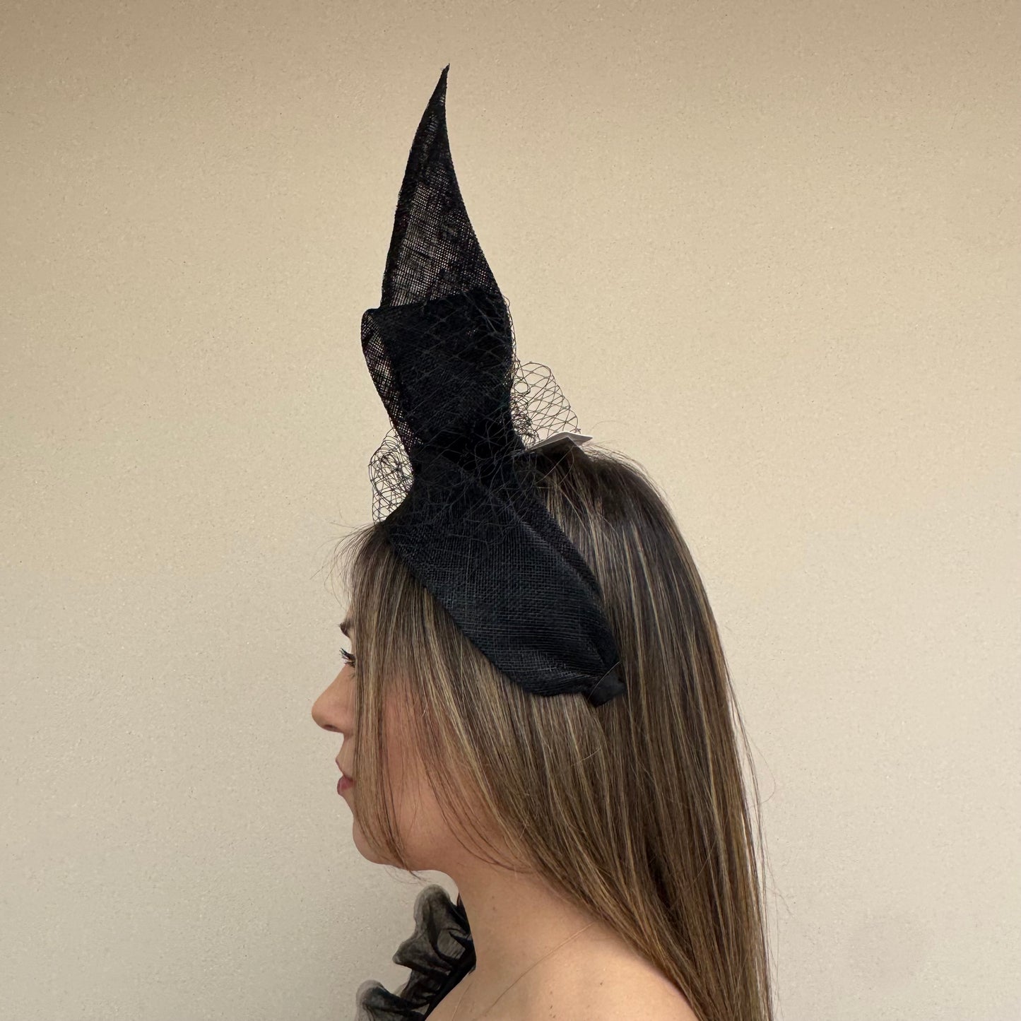 J Bees JB26/144 Black Headband with Net Fascinator