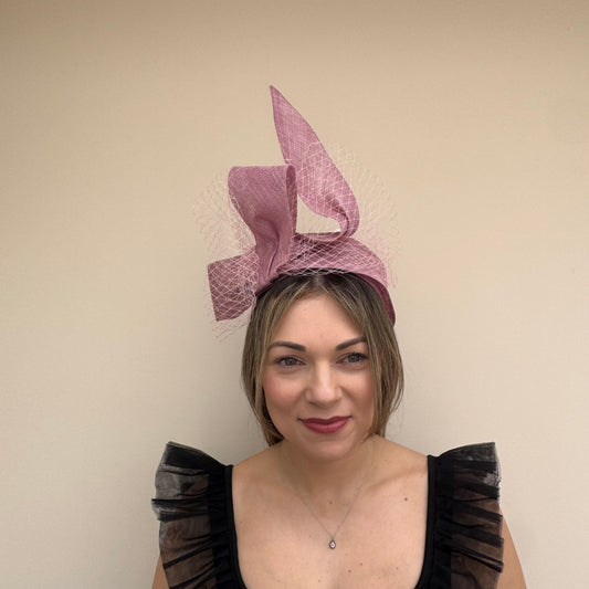 J Bees JB26/144 Quartz Pink Headband with Net Fascinator