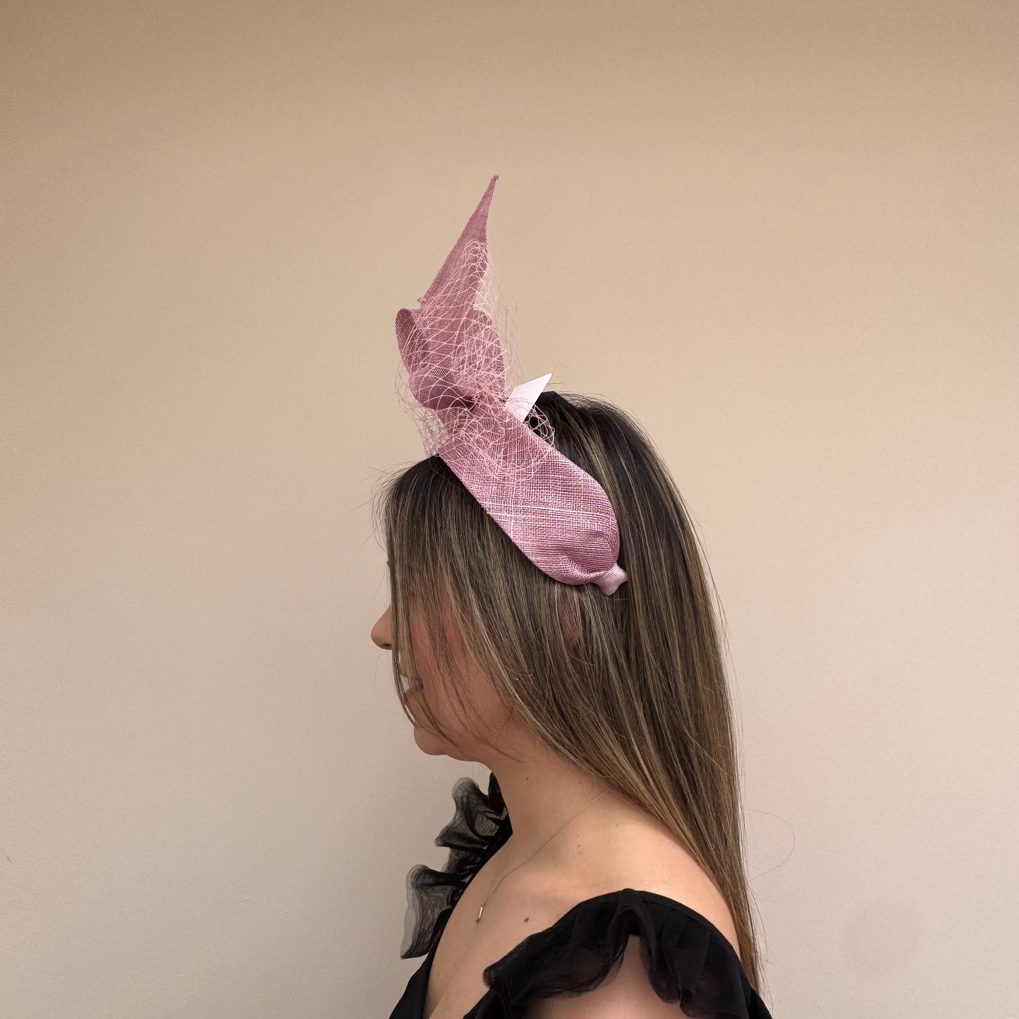 J Bees JB26/144 Quartz Pink Headband with Net Fascinator