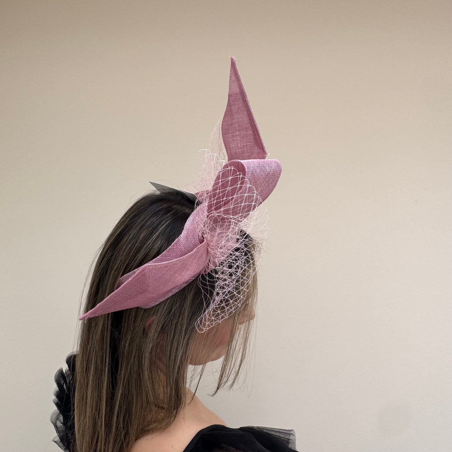 J Bees JB26/144 Quartz Pink Headband with Net Fascinator