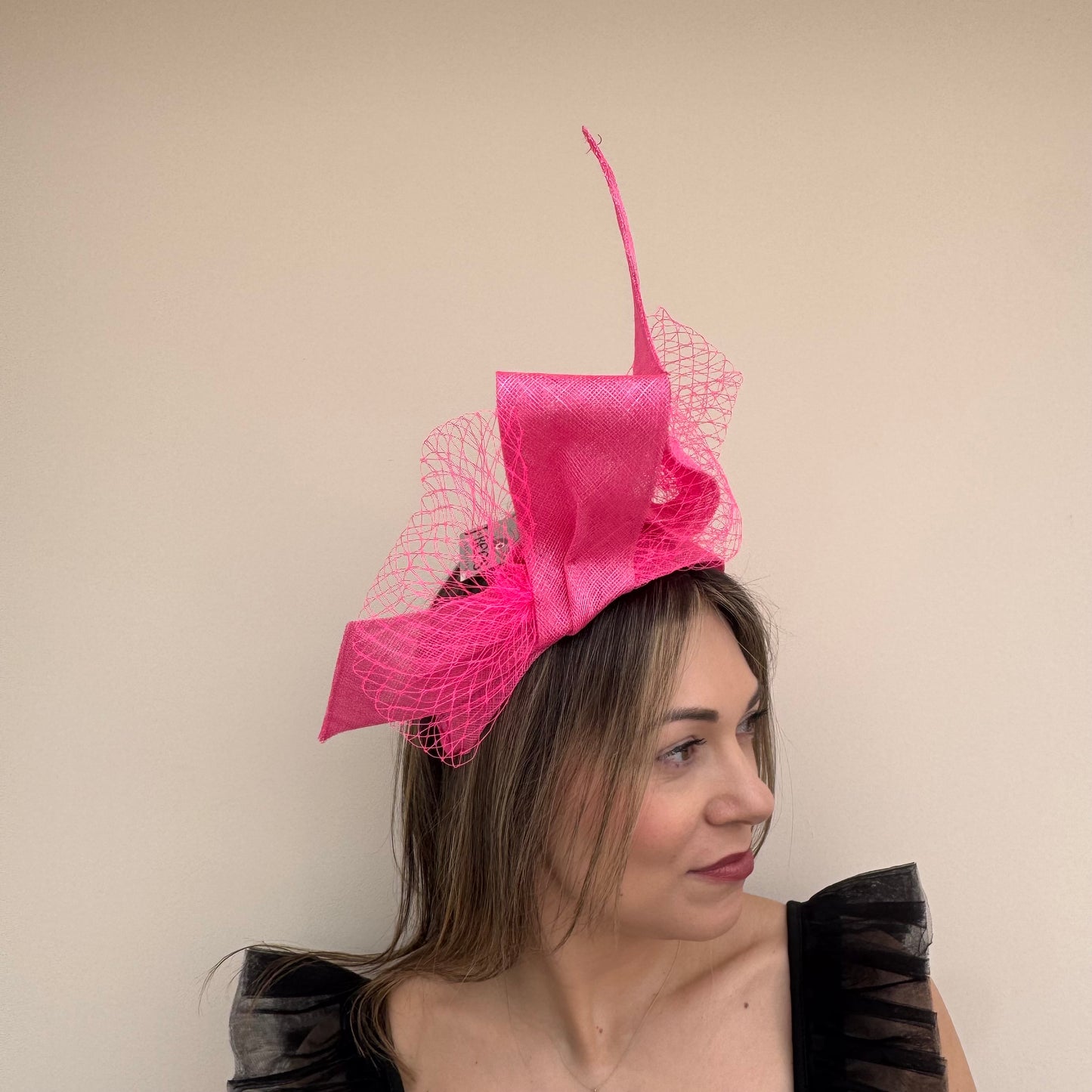 J Bees JB26/144 Hot Pink Headband with Net Fascinator