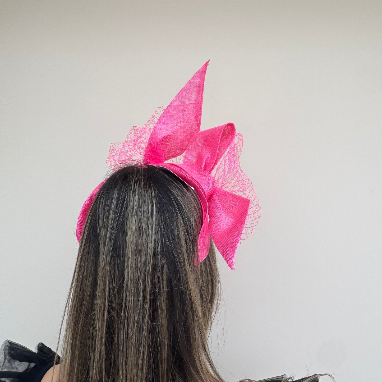 J Bees JB26/144 Hot Pink Headband with Net Fascinator