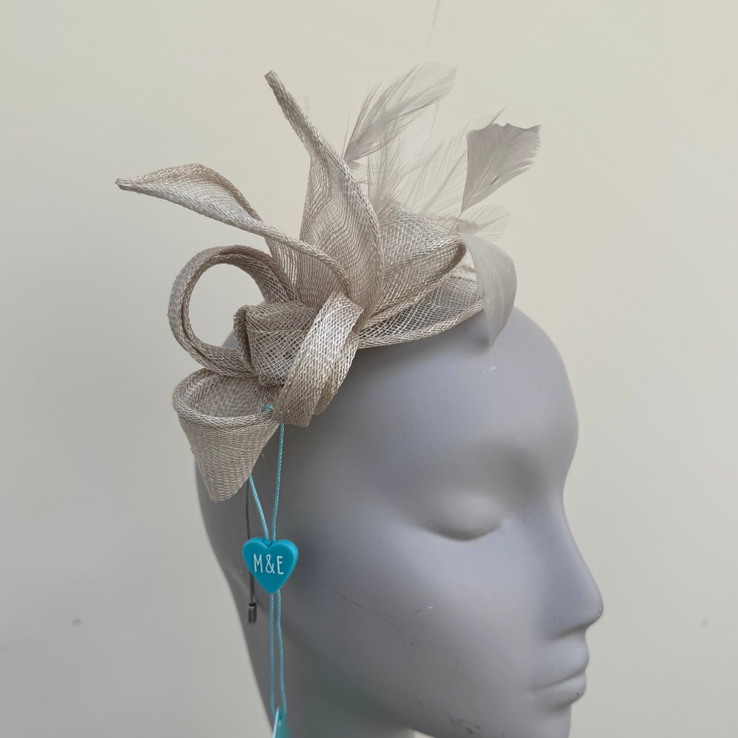 Max and Ellie BF3 Small Fascinator on Headband in Grey and Silver