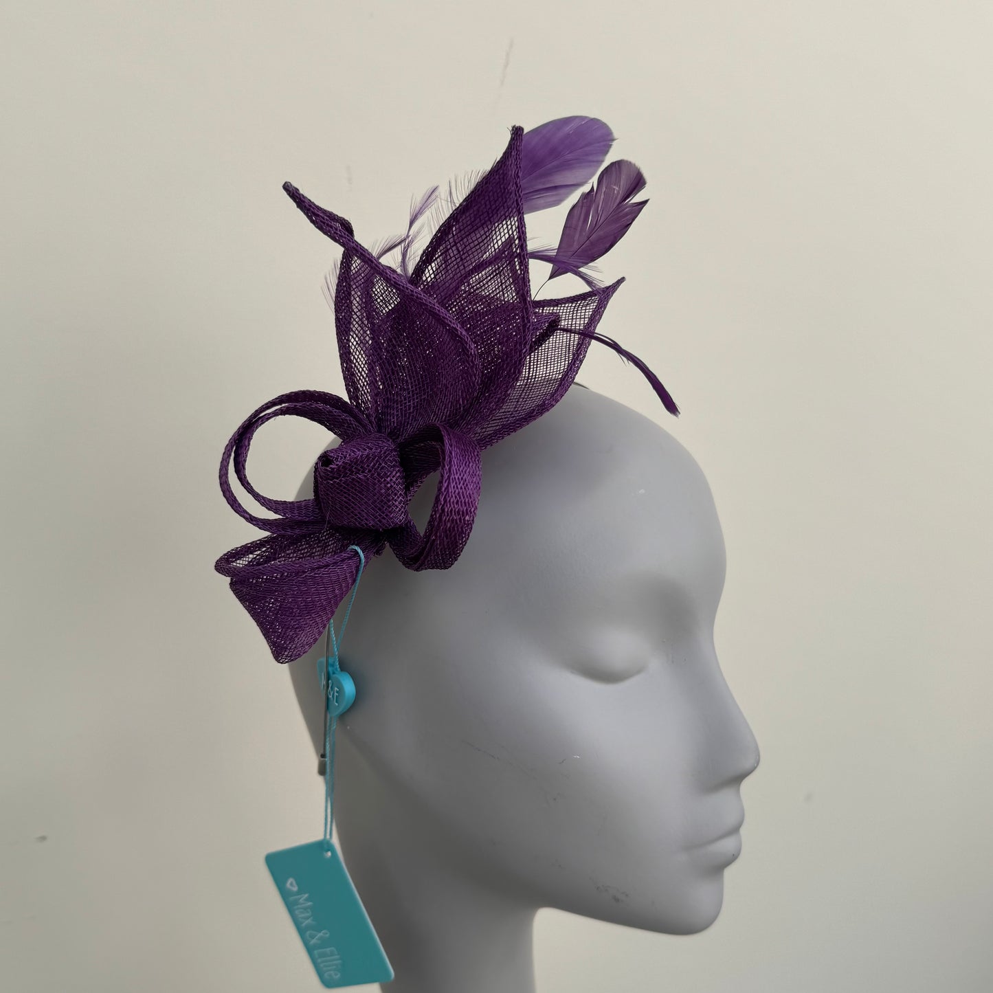 Max and Ellie BF3 Purple Small Fascinator on Headband