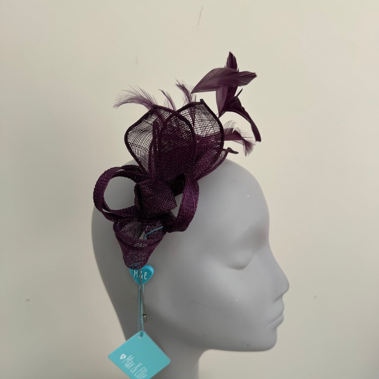 Max and Ellie BF3 Purple Small Fascinator on Headband