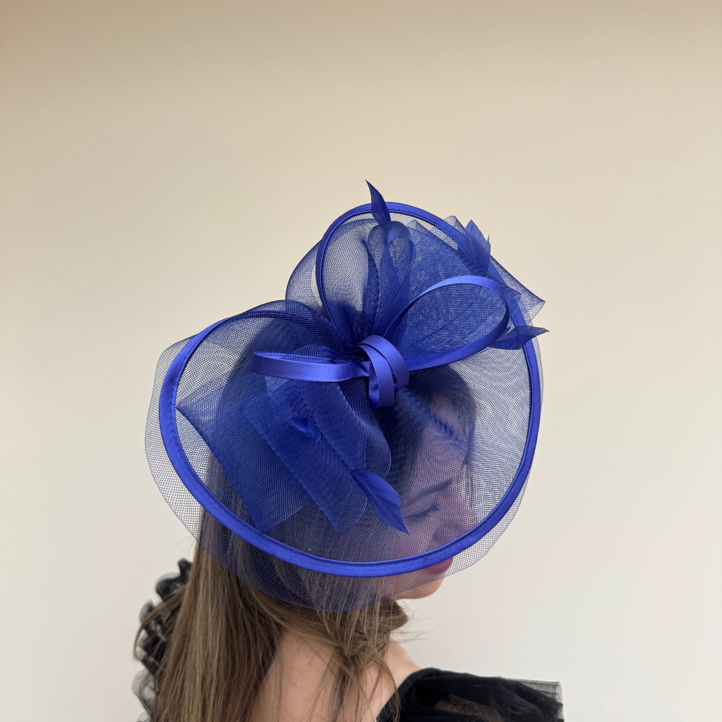 J Bees JB25/71 Cobalt Blue Crin with Satin Edging and Detail Fascinator