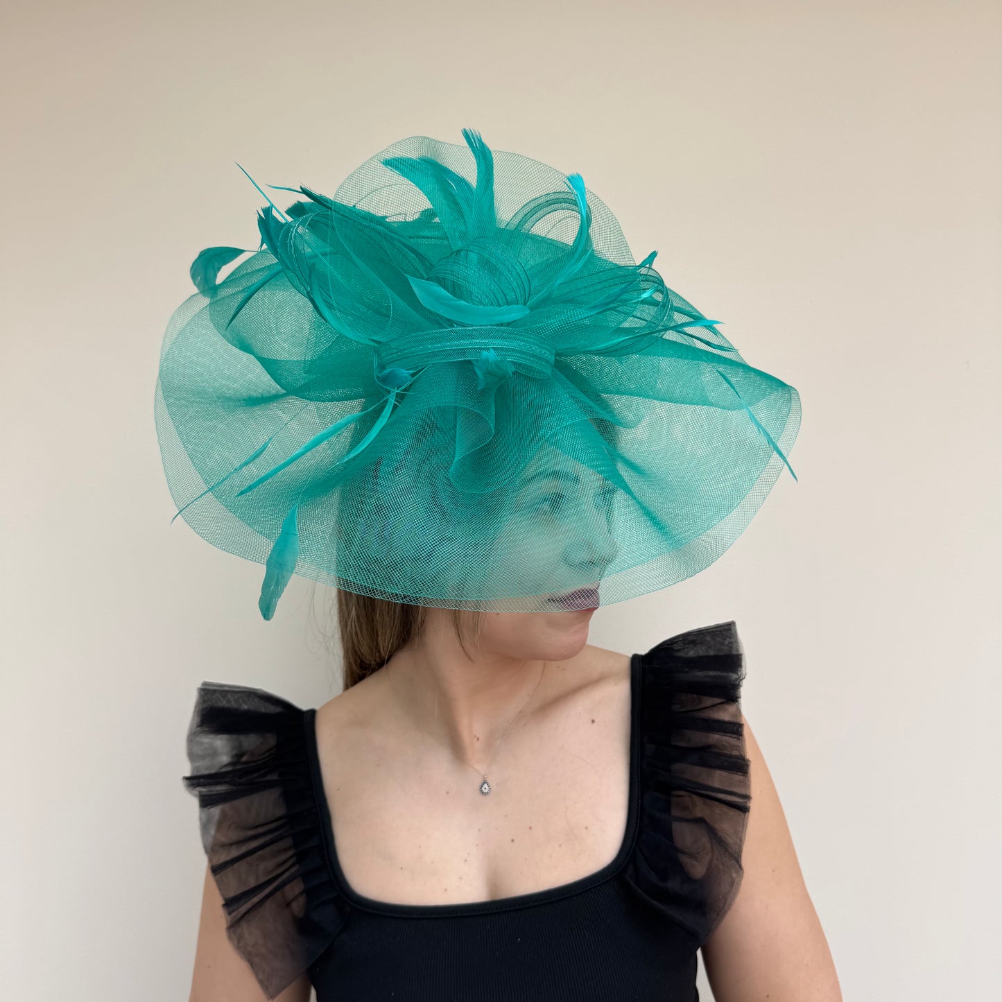 J Bees JB20/165 Teal Green Crin Large Fascinator